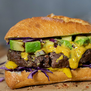 BBQ-Burger mit Mango und Exotic BBQ-Senf